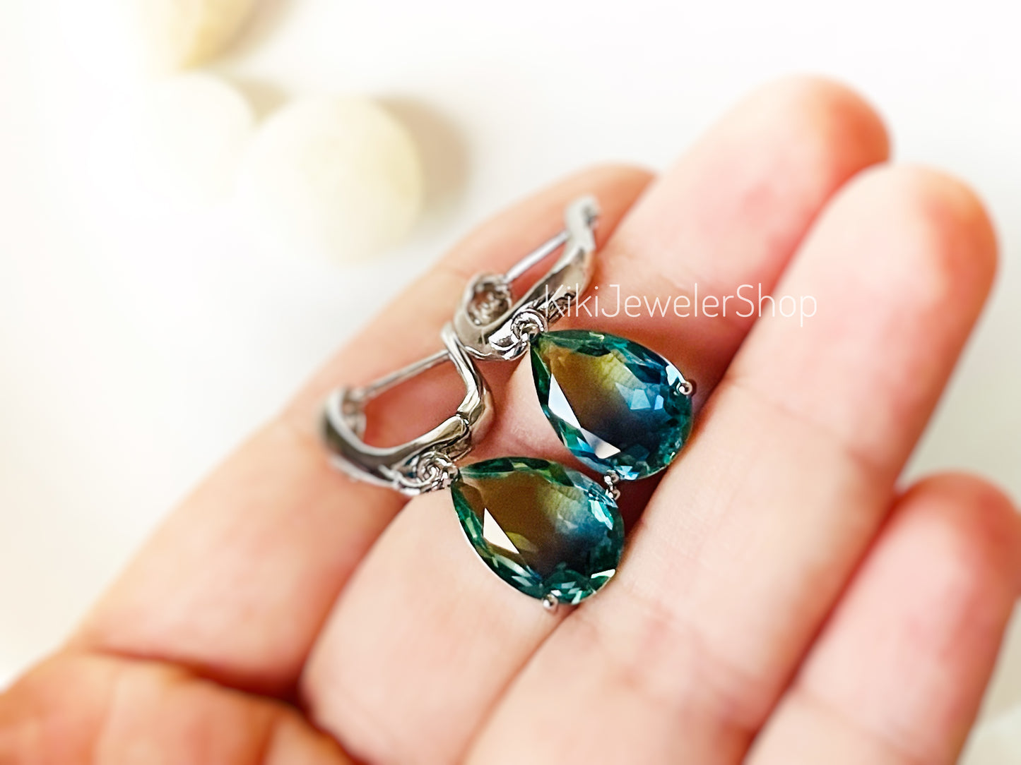 Watermelon tourmaline dangles Gold