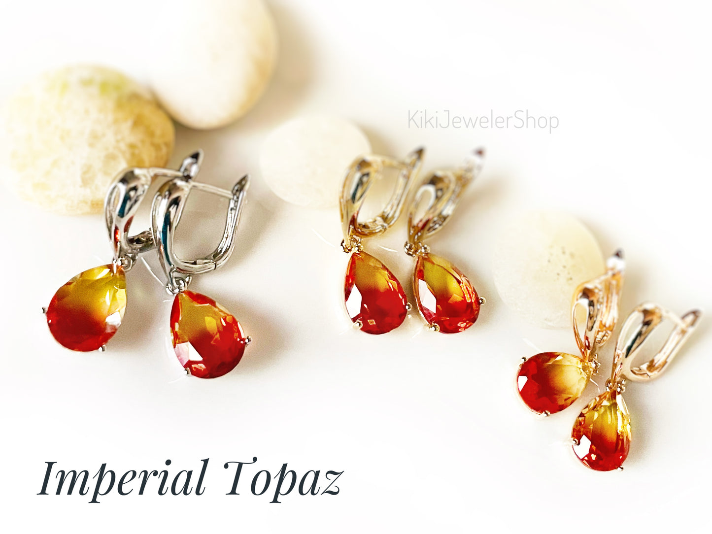 Watermelon tourmaline dangles Gold