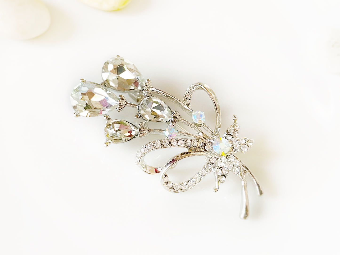 Amethyst crystal bouquet brooch, purple crystal floral lapel pin