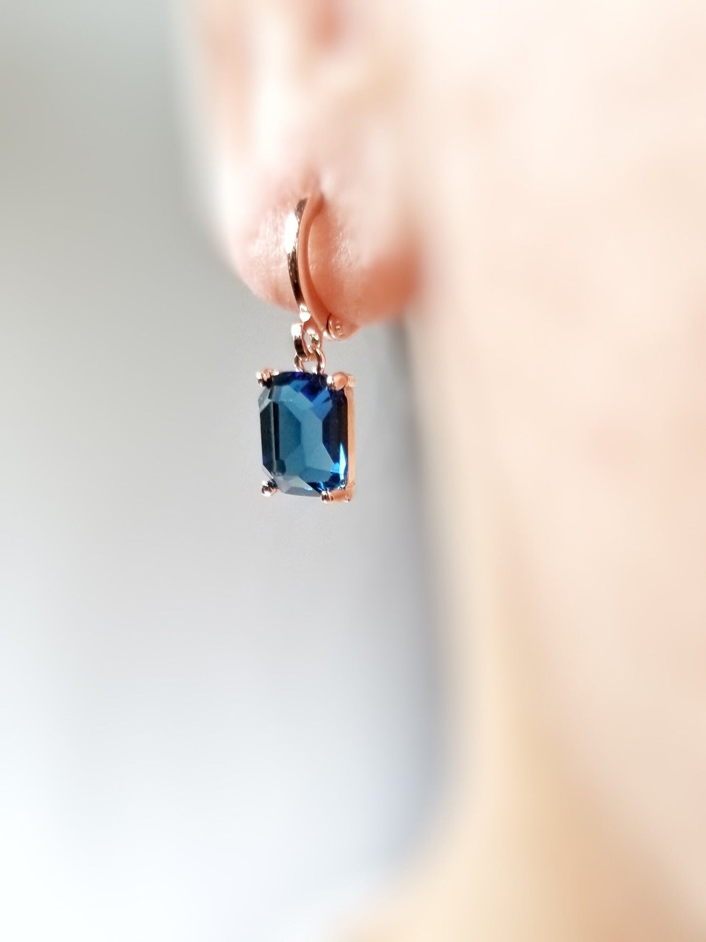 Small emerald cut gemstone 2pc jewelry set, gemstone earring necklace set, birthday gift, gift for her, gift for girl, bridesmaids gift