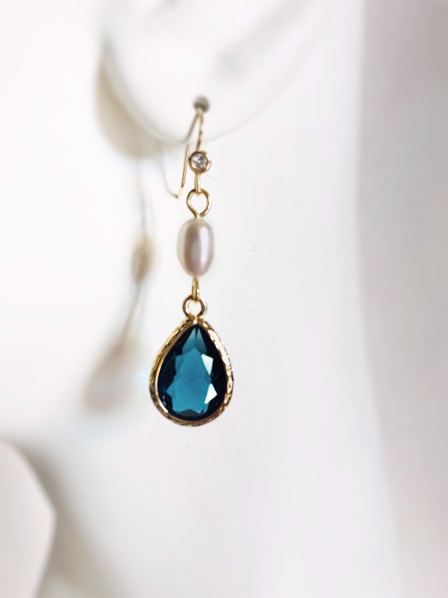 White opal crystal pearl long dangle earrings gold, white gemstone bridal earrings, gift for her, bridesmaid earrings