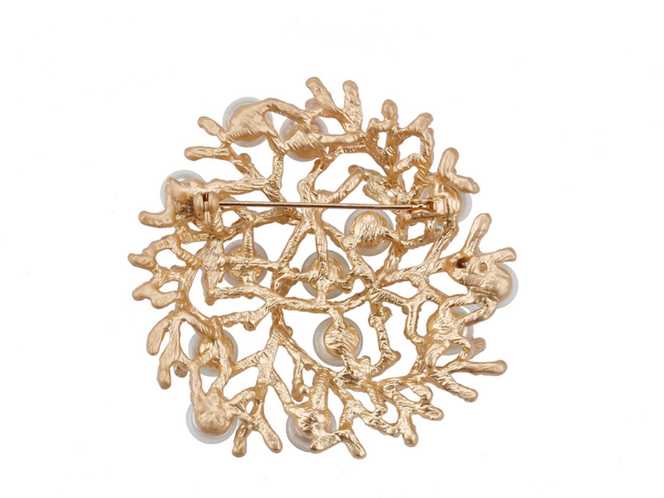 Large pearl crystal brooch in 14K matte gold plated. Wedding bouquet brooch, gift for her, gift for mom