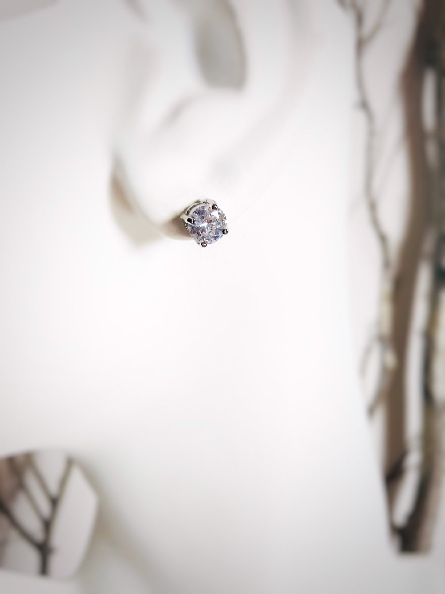 2ct solitaire stud earrings, white sapphire gemstone stud earrings