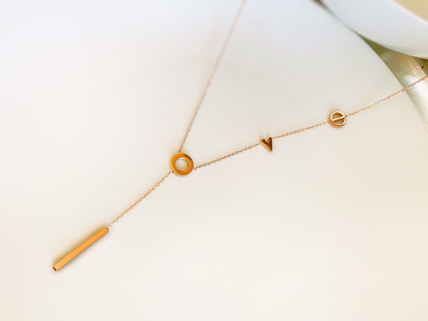 LOVE Lariat Necklace, love dainty Y necklace, Gift for Women, Gift for Mom, Valentine’s Day gift