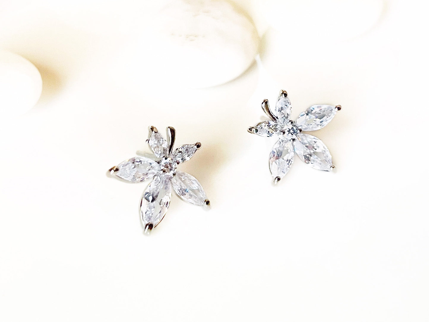 Pink sapphire maple leaf stud earrings, pink gemstone cluster earrings, gift for her, gift for mom, October birthstone