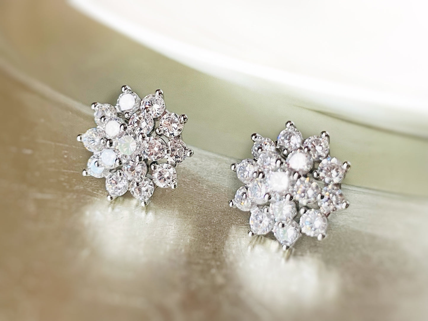 Blue sapphire stud earrings, dark blue flower studs, snowflake earrings with 925 silver posts, gift for her, gift for mom, Sept birthstone