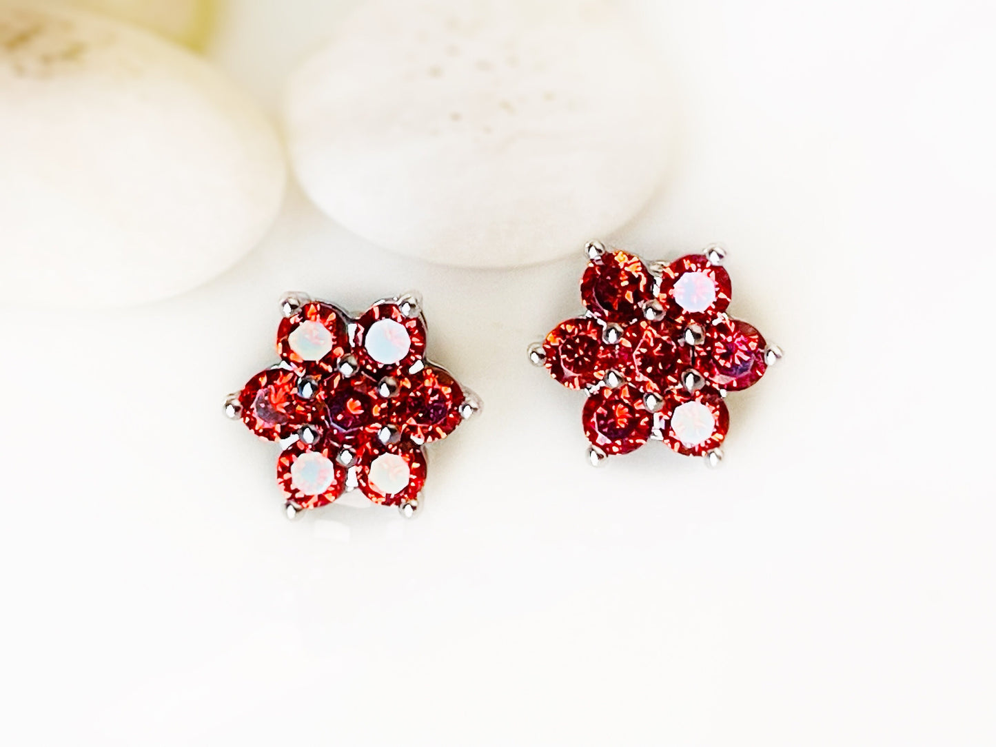 Small amethyst flower stud earrings, small purple gemstone cluster floral studs, January birthstone, gift for women, gift for girls