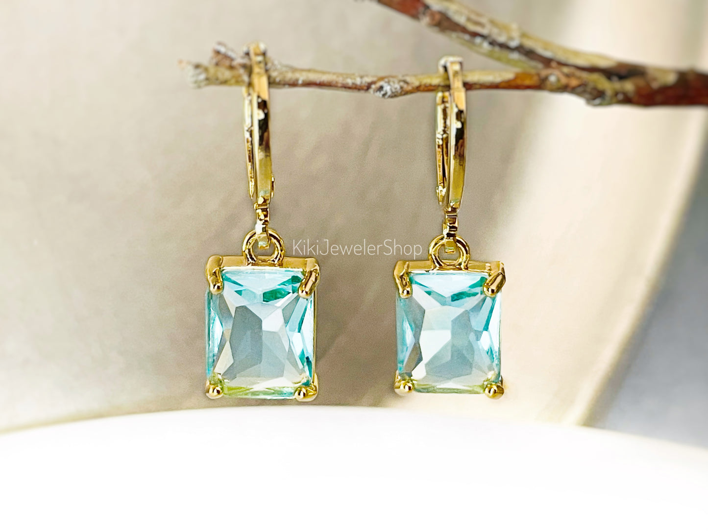 Aquamarine 2pc jewelry set emerald cut
