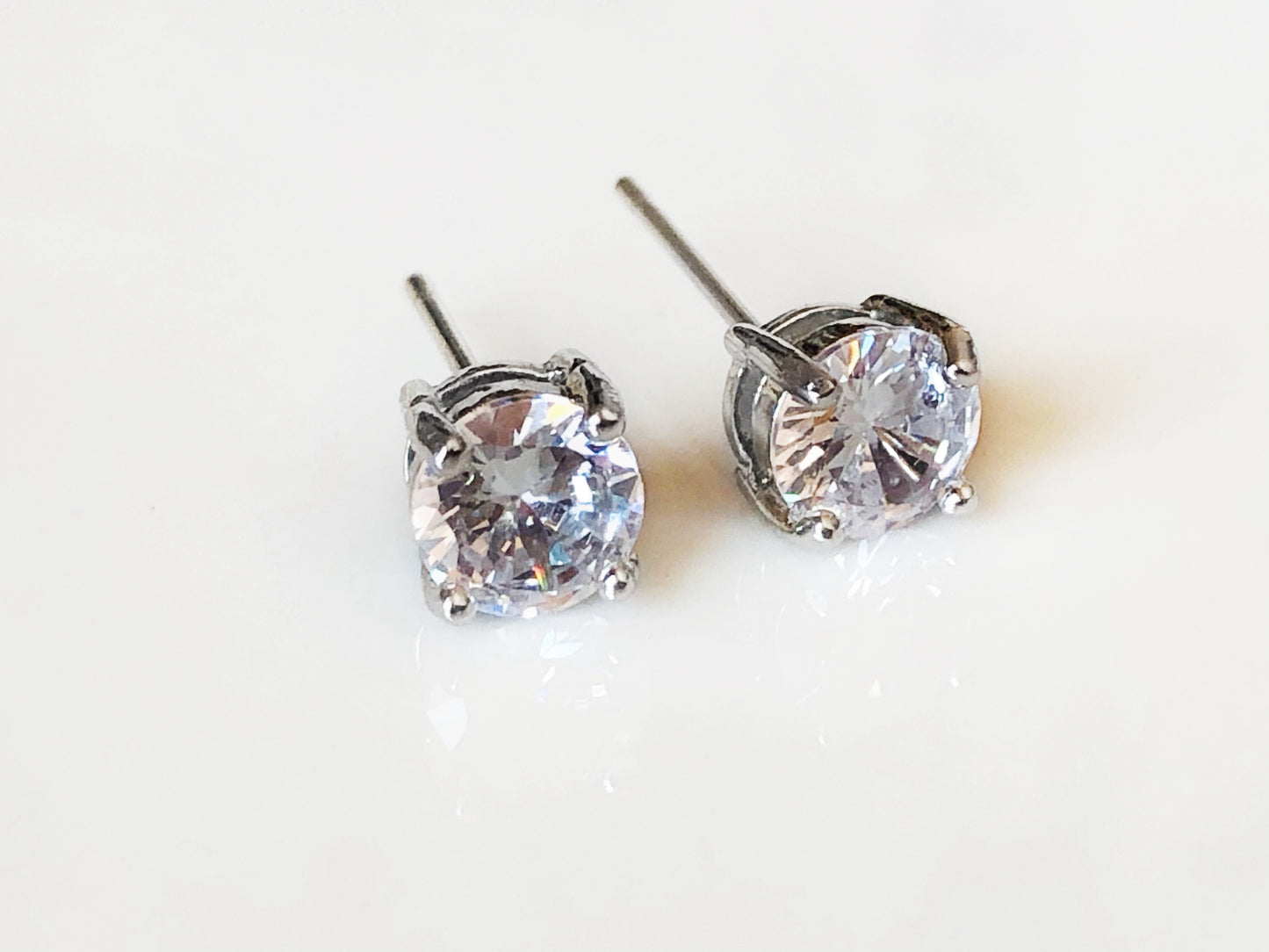 2ct solitaire stud earrings, white sapphire gemstone stud earrings