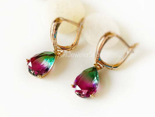 Watermelon tourmaline dangles RG