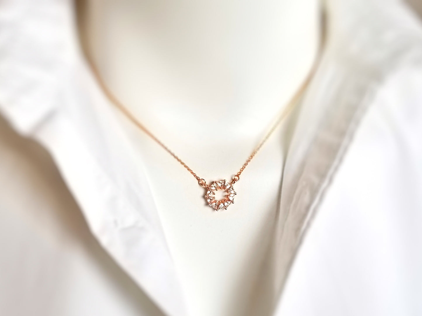 White Sapphire Circle of Love Pendant Necklace in 18K Rose Gold Fillled, Dainty Necklace, Gift for Women, Gift for Mom