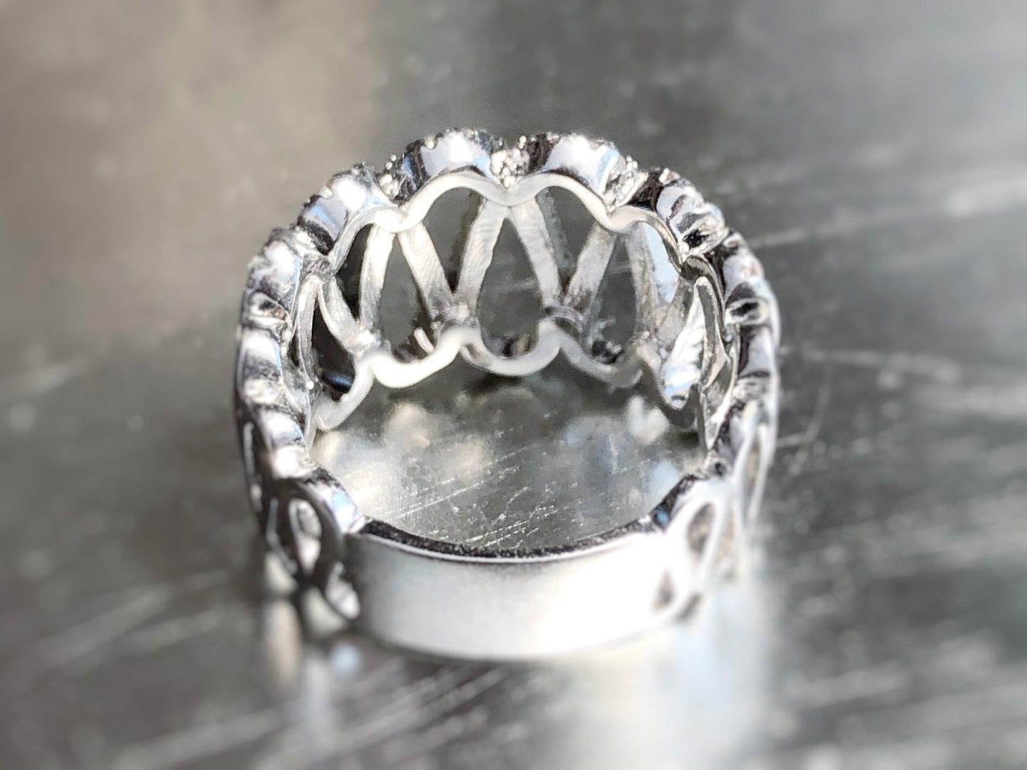 pavé statement ring in 18k white gold, cocktail ring, gift for her, gift for mom