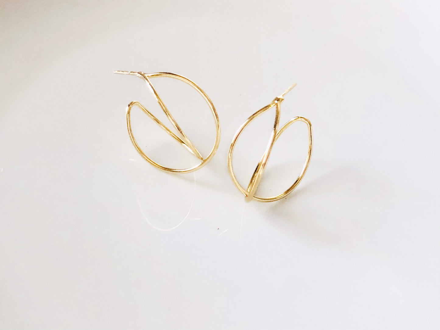 Crisscross double hoop gold filled earrings, simple gold hoops, gift for her