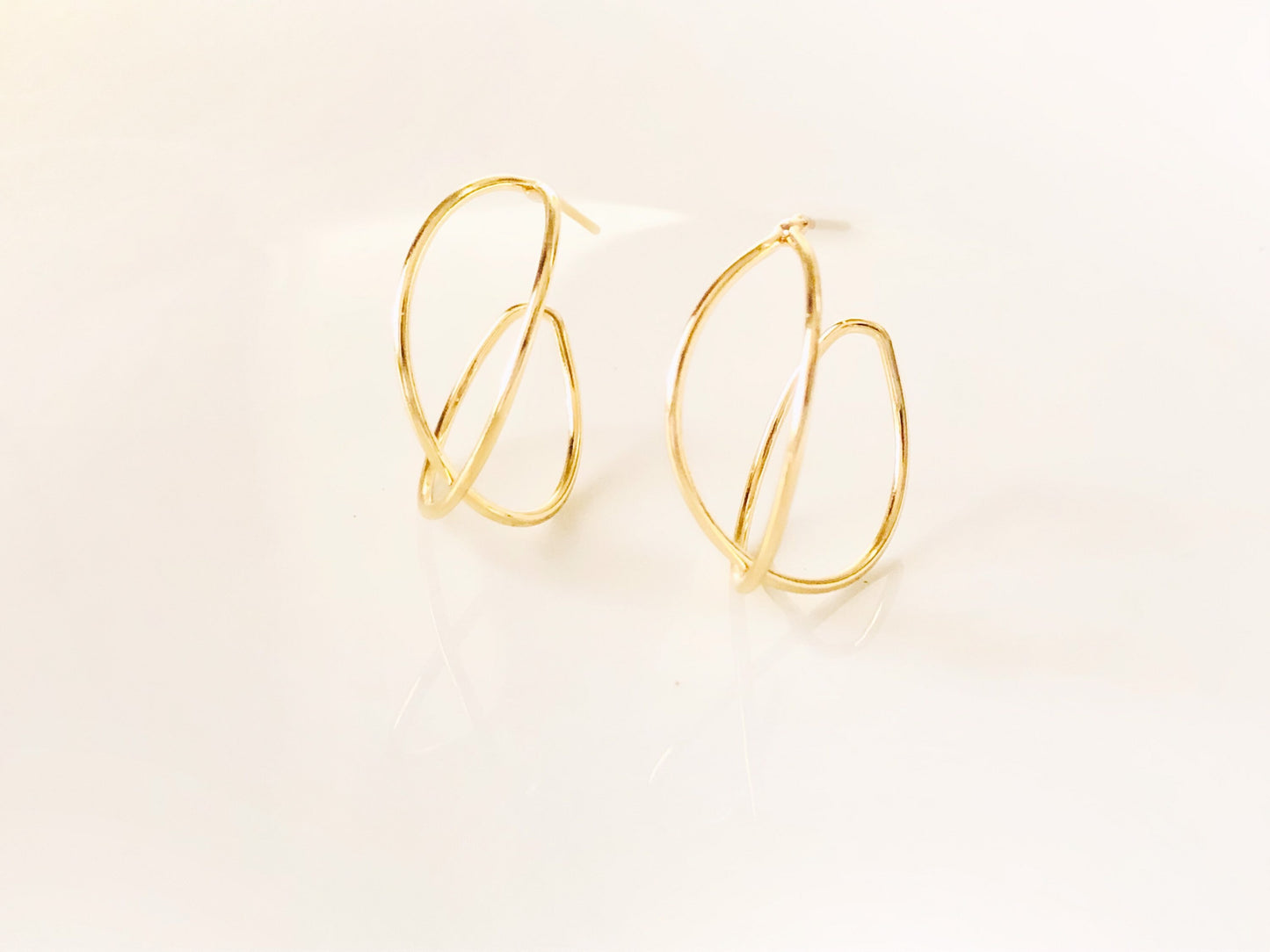 Crisscross double hoop gold filled earrings, simple gold hoops, gift for her