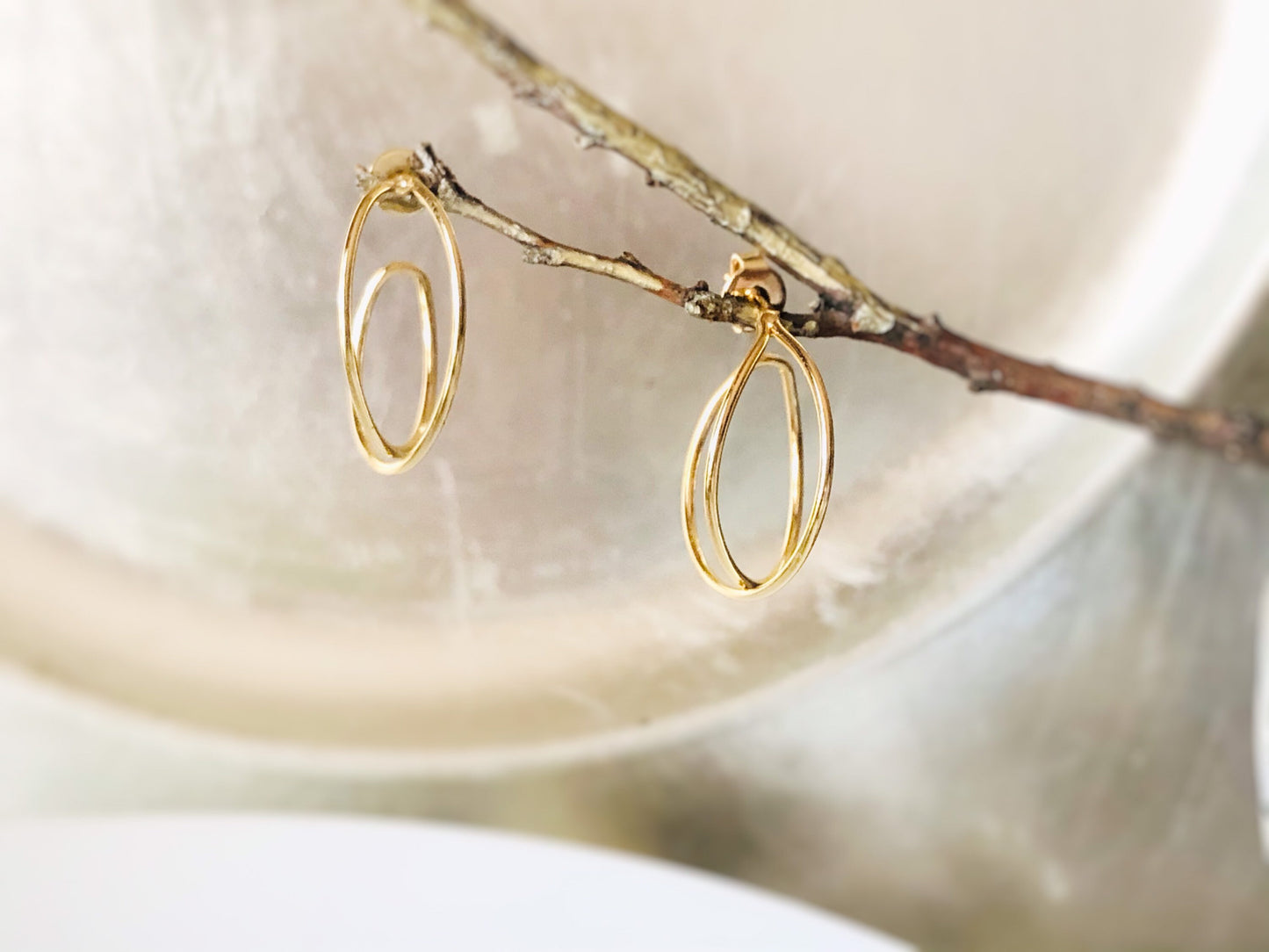 Crisscross double hoop gold filled earrings, simple gold hoops, gift for her