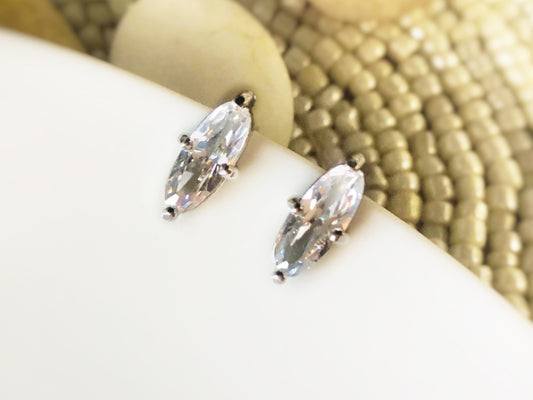 2ct white sapphire marquis stud earrings