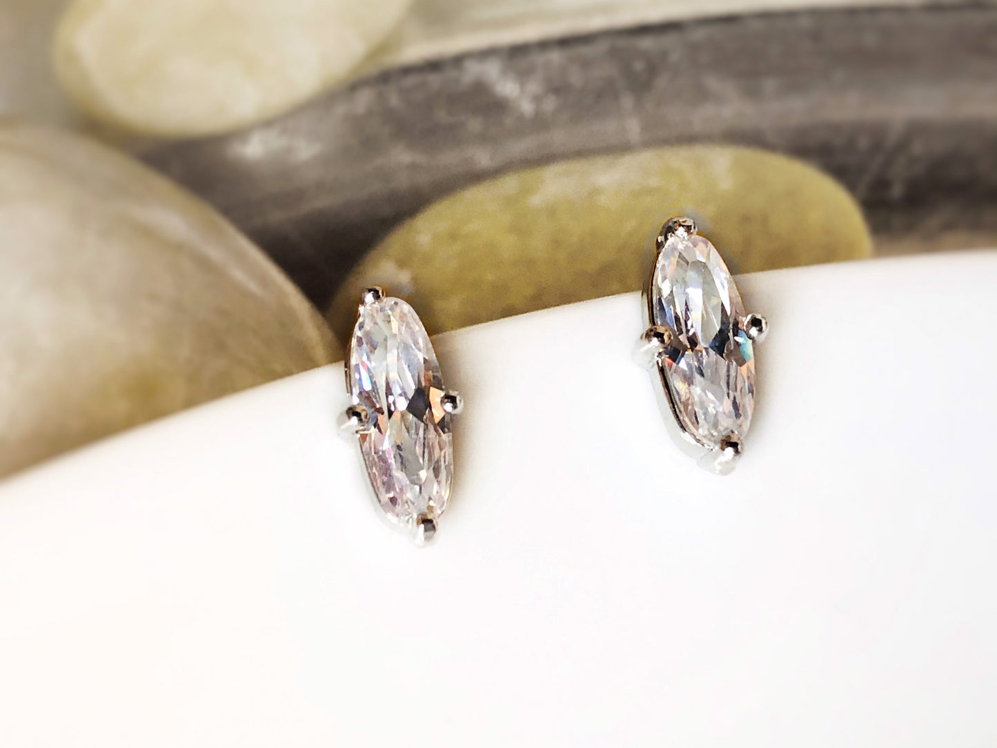 2ct white sapphire marquis stud earrings