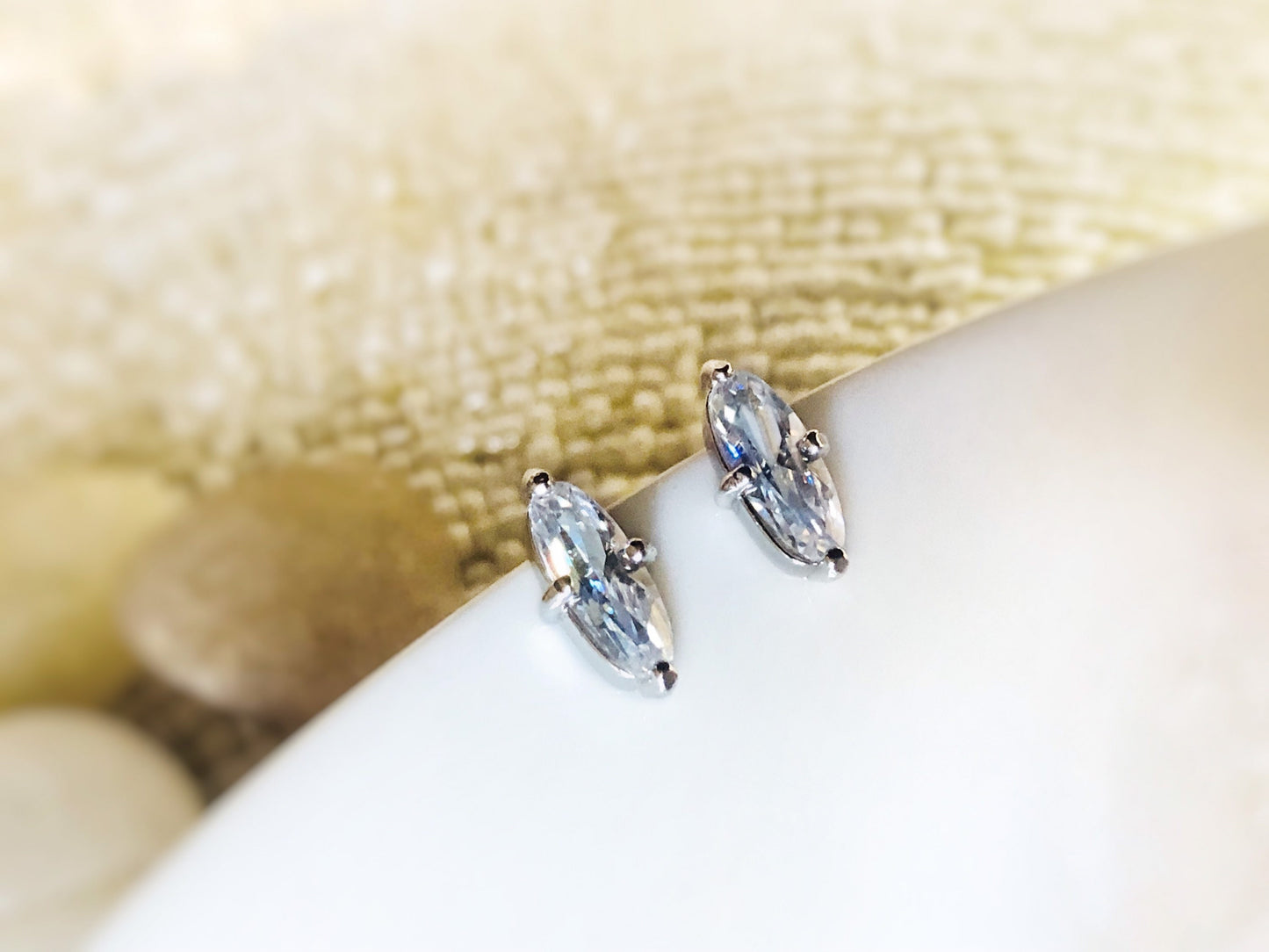 2ct white sapphire marquis stud earrings