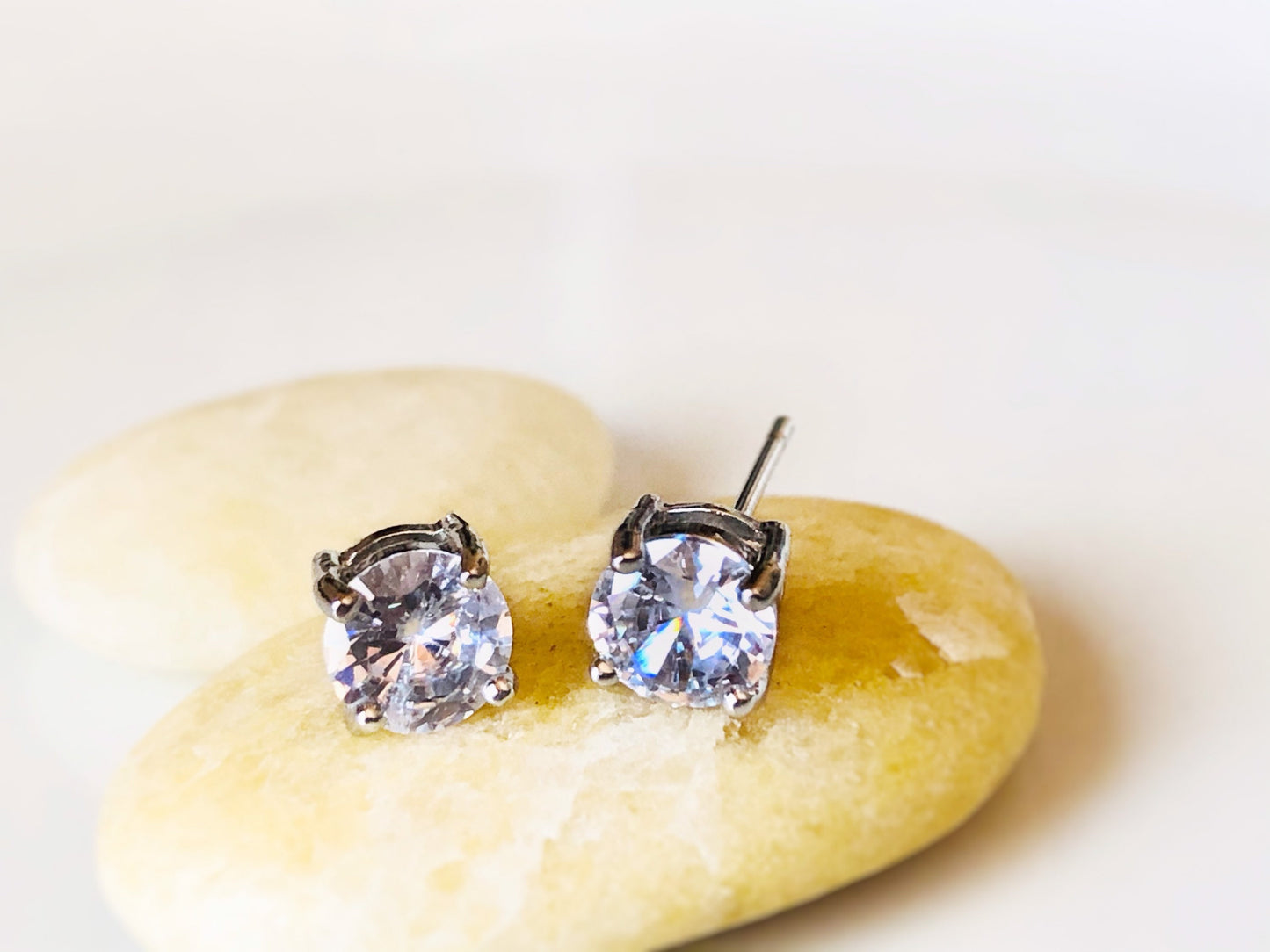 2ct solitaire stud earrings, white sapphire gemstone stud earrings