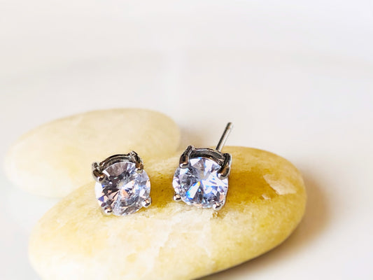 2ct solitaire stud earrings, white sapphire gemstone stud earrings