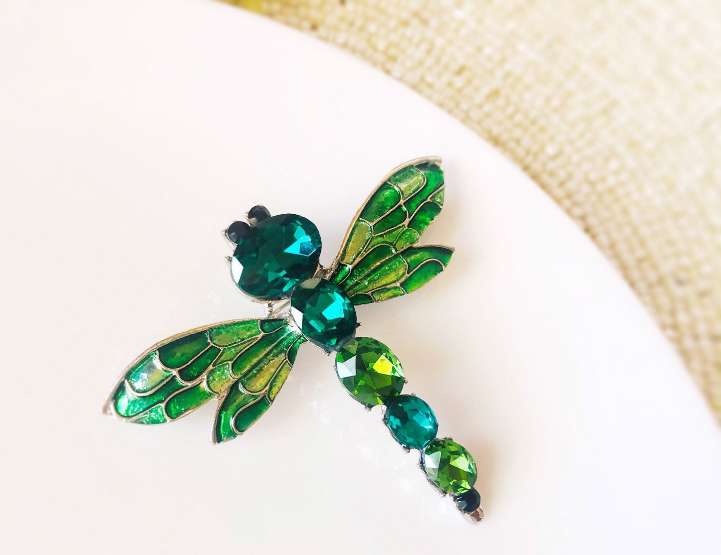 Green blue dragonfly brooch pin, Fancy crystal crystal enameled dragonfly brooch, statement brooch, gift for her, gift for mother