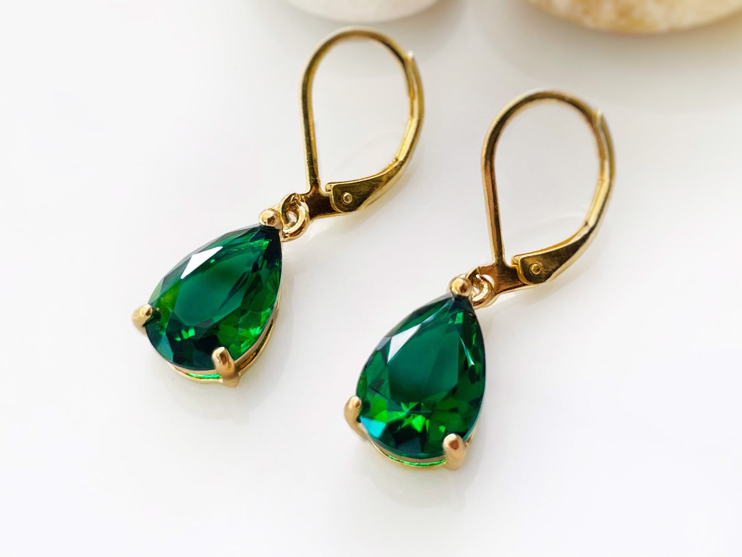 Teardrop amethyst dangle earrings gold, dark purple gemstone drop earrings, gift for her, gift for mom, February birthstone