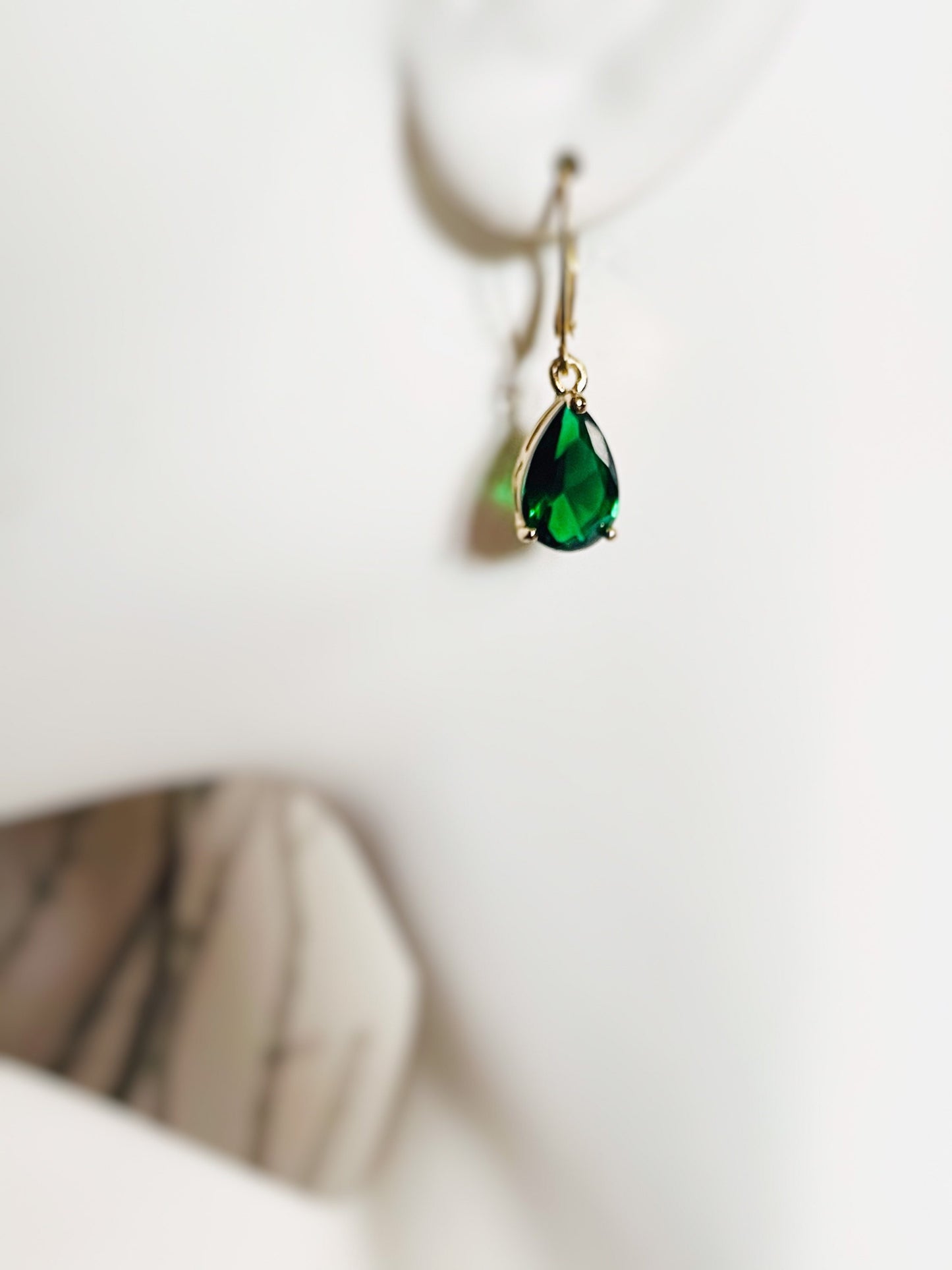 Teardrop emerald earring gold, green gemstone drop earrings, gift for her, gift for mom, May birthstone, ruby drop earrings