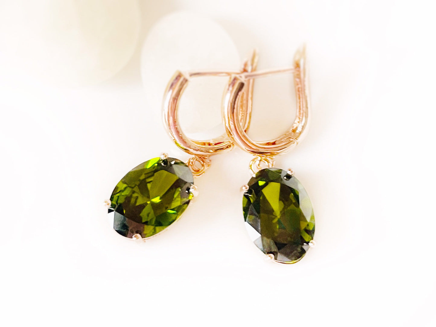 Large cushion cut peridot dangle earrings, gift for her, gift for mom, olive green gemstone bridal earrings, August birthstone