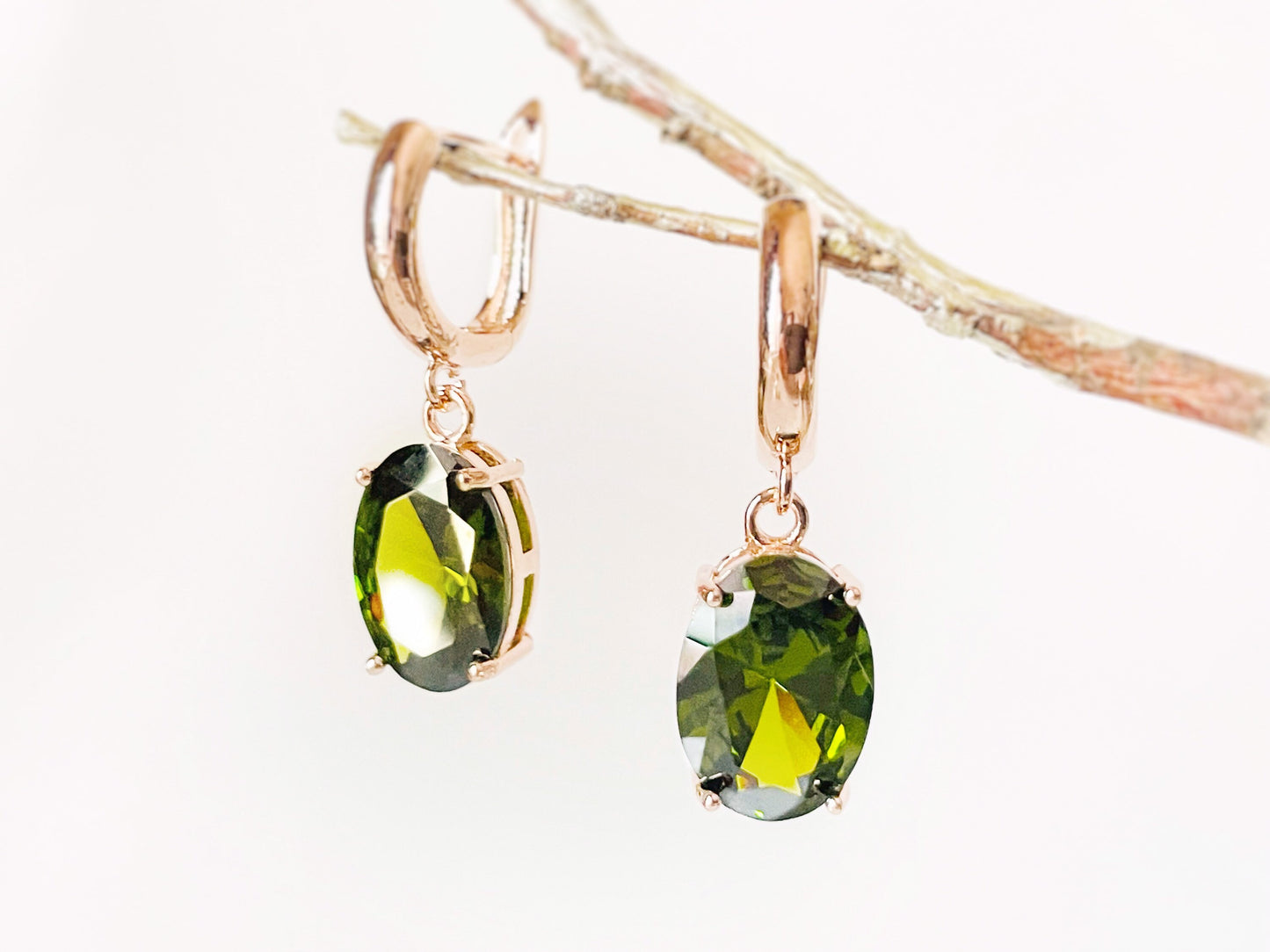 Large cushion cut peridot dangle earrings, gift for her, gift for mom, olive green gemstone bridal earrings, August birthstone