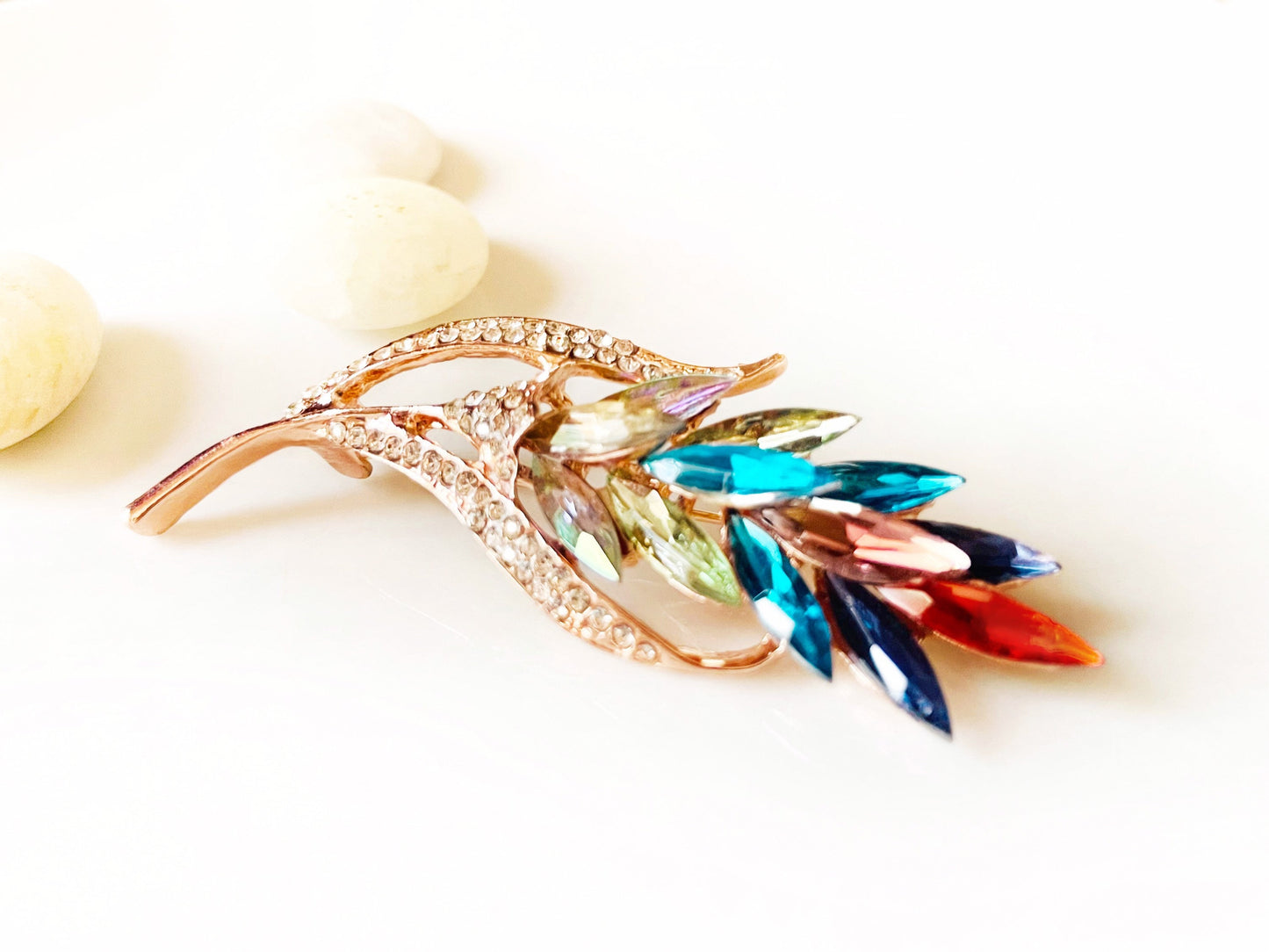 Rainbow crystal flower brooch pin, multicolor crystal bouquet brooch, gift for her, gift for mom