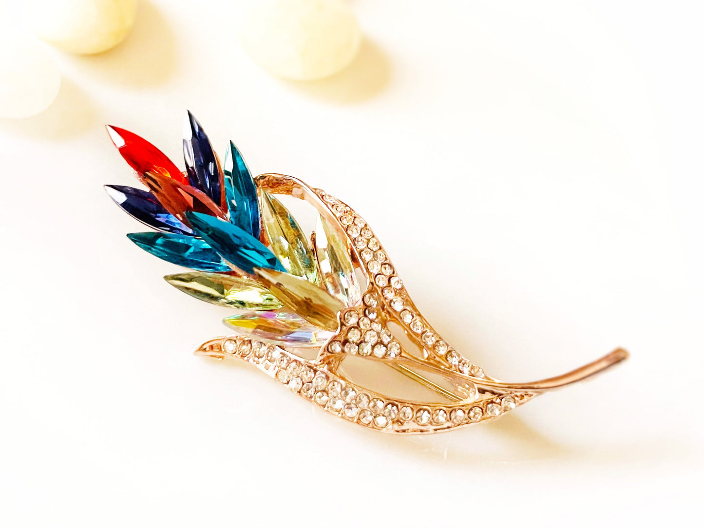 Rainbow crystal flower brooch pin, multicolor crystal bouquet brooch, gift for her, gift for mom