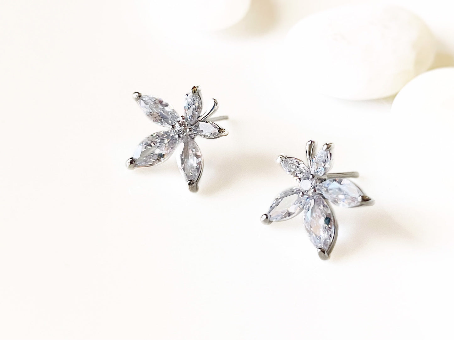Pink sapphire maple leaf stud earrings, pink gemstone cluster earrings, gift for her, gift for mom, October birthstone