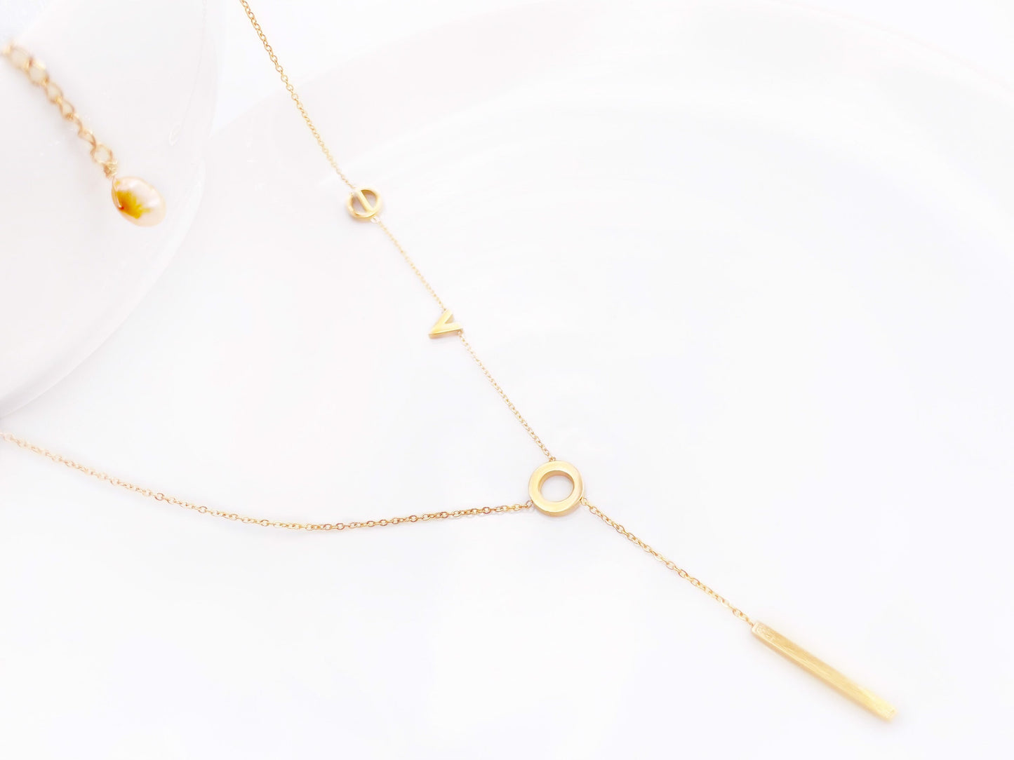 LOVE Lariat Necklace, love dainty Y necklace, Gift for Women, Gift for Mom, Valentine’s Day gift