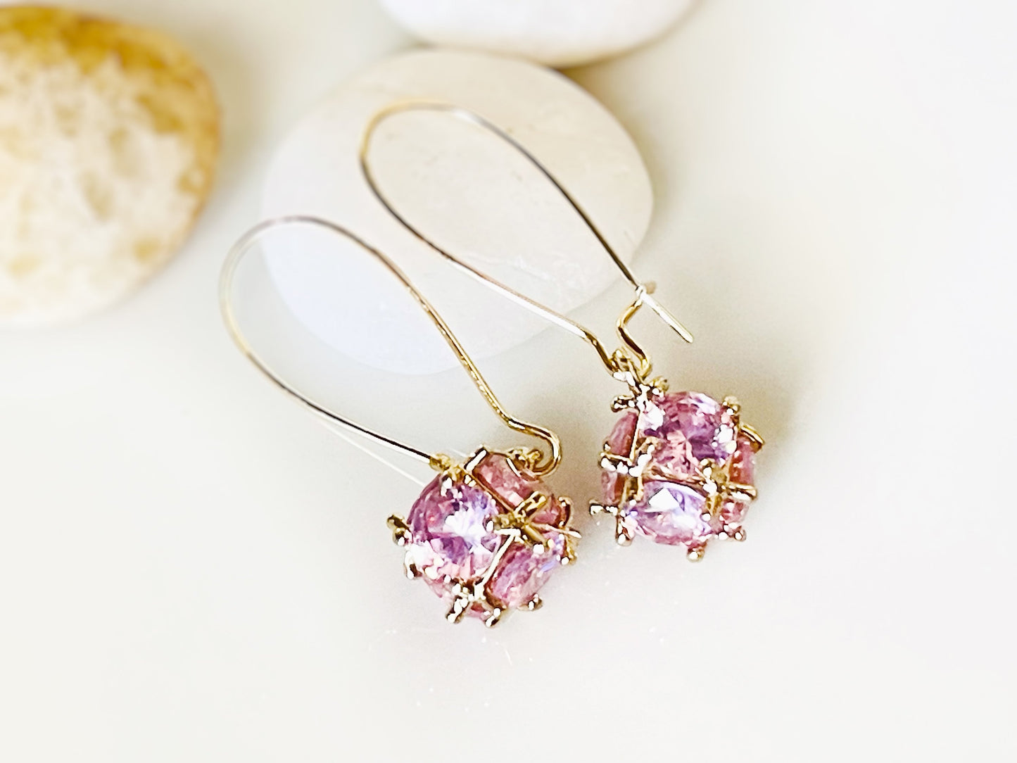 Amethyst ball dangle earrings, purple crystal ball drop earrings