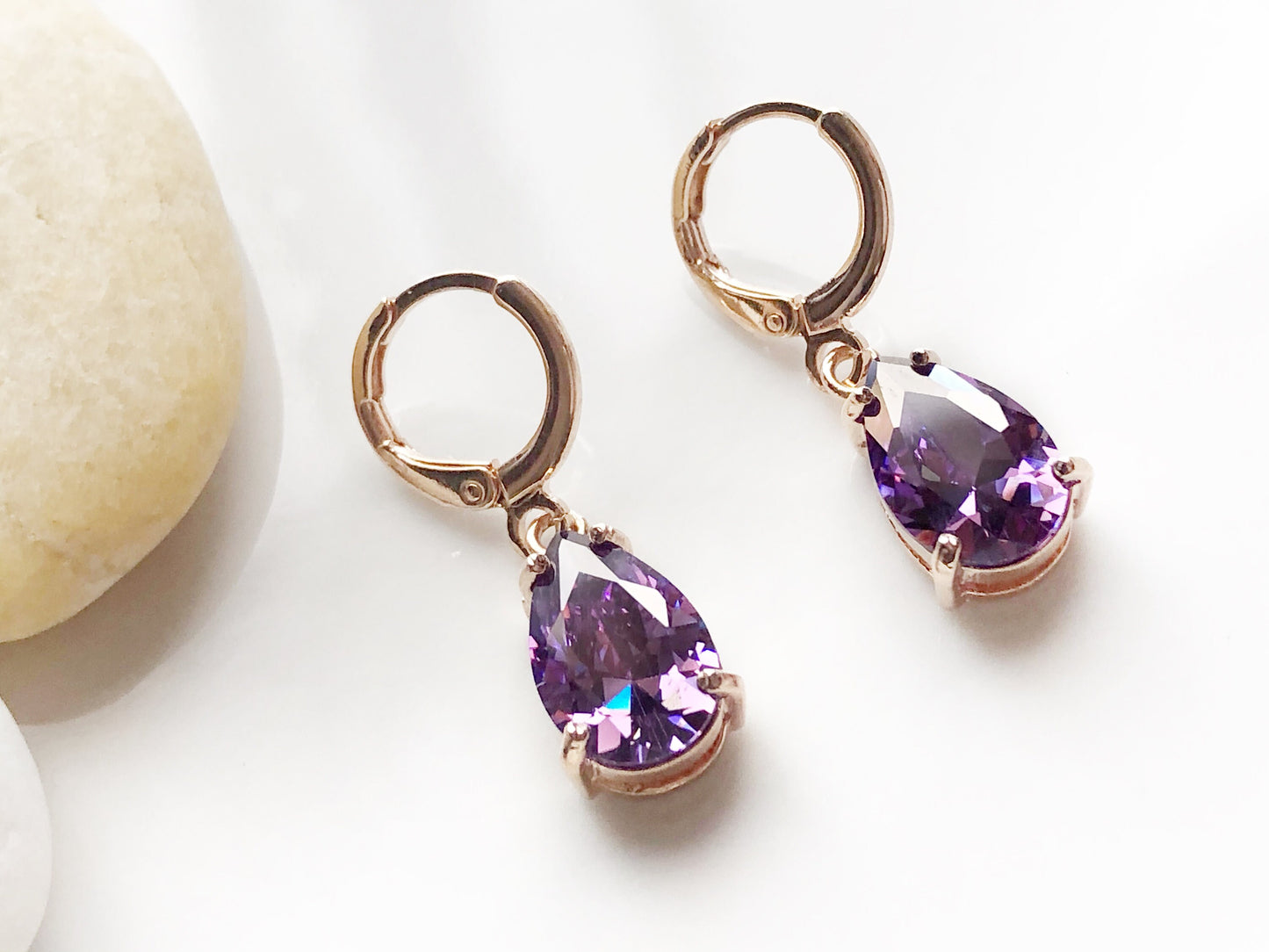 Teardrop amethyst 2pc jewelry set