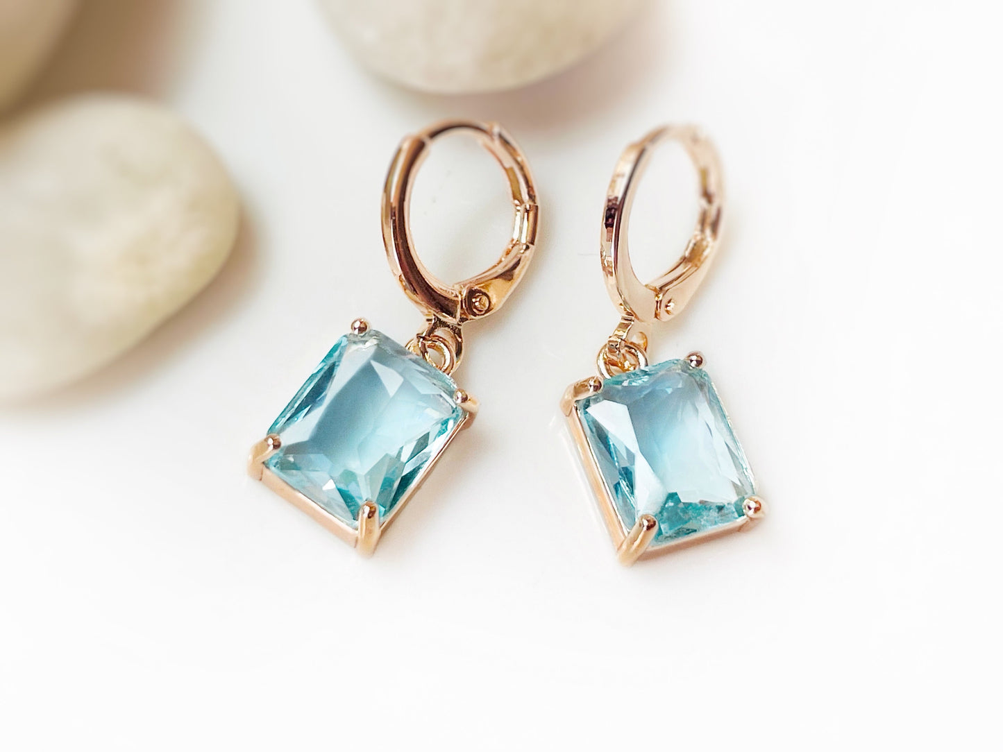 Aquamarine 2pc jewelry set light blue gemstone