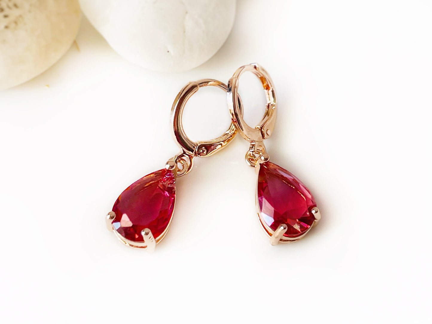 Pink tourmaline teardrop 2pc jewelry set, pink gemstone dangle earrings, October birthstones, gift for her, gift for mom